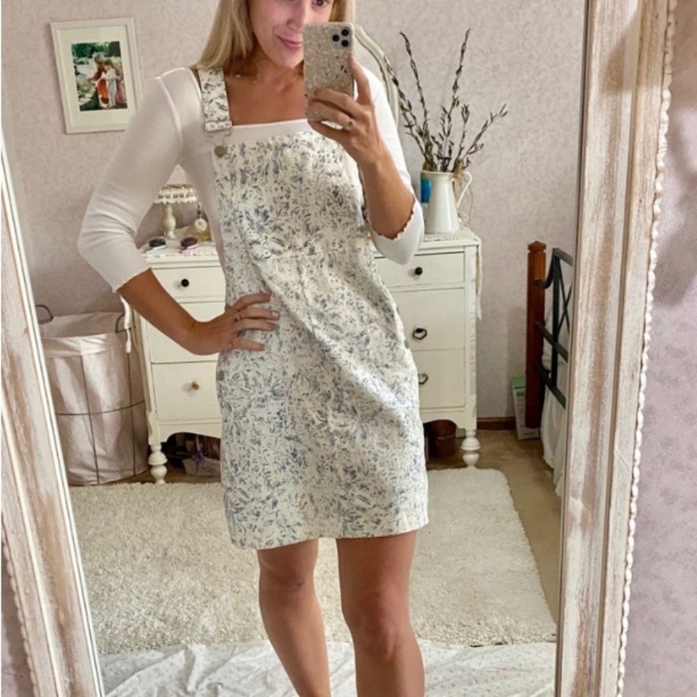 Acid Wash Floral Overall Dress- Size Small